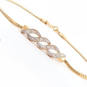 18K Yellow Gold Plated Sterling Silver, 0.09CTW Diamond, 7.5in Designer Bracelet